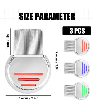 Byffoer Stainless Steel Lice Comb Set - 3 Extra Fine Tines Combs for Kids Adults & Pets | Effective Lice Removal Tool for Head Lice Infestation - Buy Online on GoSupps.com