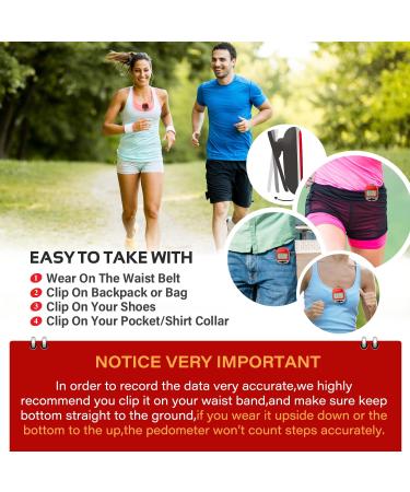 PINGKO Multi-Function Portable Sport Pedometer - Accurately Track Steps, Distance, Calories - Red - Buy Online on GoSupps.com