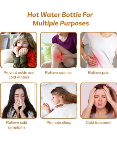 2L Long Hot Water Bottle with Soft Cover - Neck & Shoulder Hose Heat Bottle for Children Babies & Pregnant Women - 72x12cm - Black - Buy Online on GoSupps.com