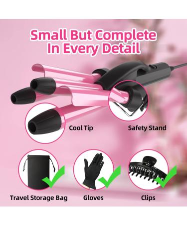 Mini Waver Curling Iron | 1/2 Inch Hair Crimper with Ceramic Tourmaline | Dual Voltage Travel Hair Waver for Beach Waves | Pink - Buy Online on GoSupps.com