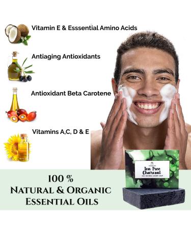 Organic Peppermint Tea Tree Oil Soap Bar - Deep Cleansing Face & Body Wash | Activated Charcoal & Peppermint Oil | Refreshing Essential Oils for Men, Women, & Teens - Buy Online on GoSupps.com