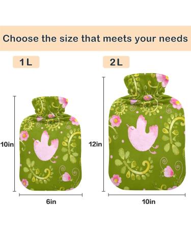Naanle 2L Hot Water Bottle with Lid - Floral & Bird Design Perfect for Back Pain Relief & Hand/Foot Warmer Hot & Cold Therapy - Buy Online on GoSupps.com