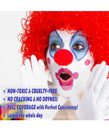 CCbeauty Large Clown White 1.9oz Face Paint Cream Kit for Halloween Cosplay - Includes Brushes for Joker Makeup - Buy Online on GoSupps.com