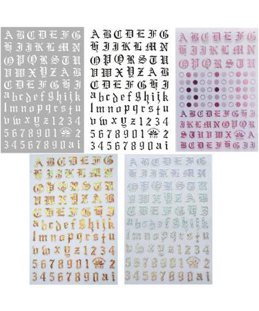 EBANKU Nail Letter Stickers - 10 Sheets Self-Adhesive Alphabet Decals in 5 Colors for Gel Nails - Nail Art Stickers with Old English Words - Buy Online on GoSupps.com