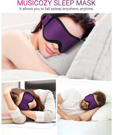 Musicozy 3D Breathable Silk Sleep Mask for Men and Women - Light Blocking Eye Cover for Travel, Office, Nap - Pink & Purple 2 Pack - Buy Online on GoSupps.com