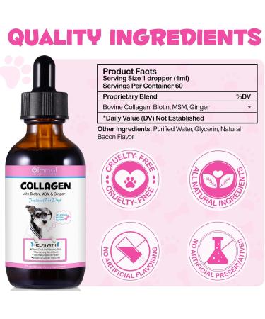 Liquid Collagen for Dogs - Shiny Coat & Healthy Skin Joint Support Digestive Health - Delicious Bacon Flavor 2fl oz(60ml) - Buy Online on GoSupps.com