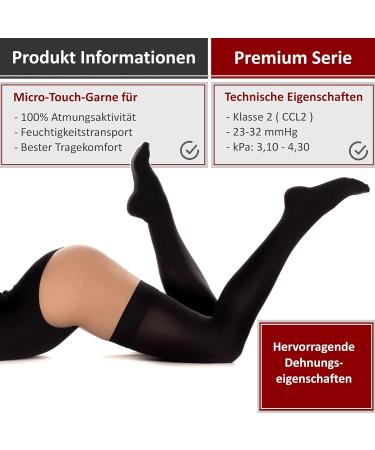 RIEMTEX PREMIUM Compression Stockings CCL2 23-32 mmHg Closed Toe Thigh Highs for Men & Women - Size 3 - Black - International Shipping - Buy Online on GoSupps.com