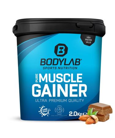 BODYLAB24 Pure Muscle Gainer Haselnuss-Kocao 2kg 100g 33g of natural carbohydrates 40g protein and 12g fat enriched with creatine monohydrate perfect Weight Gainer Shake for mass structure