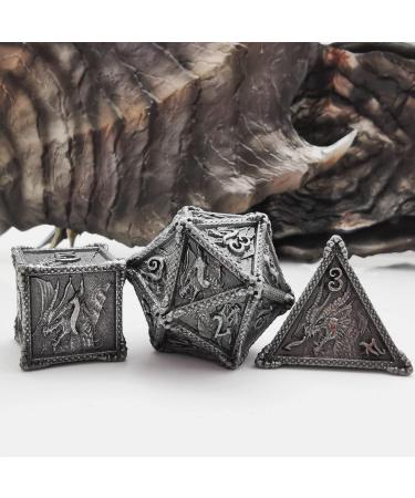 HAOMEJA Metal Dragon DND Dice Set - 7 Solid Role Playing Dice for D&D Dungeons and Dragons (Antique Iron) - Buy Online on GoSupps.com