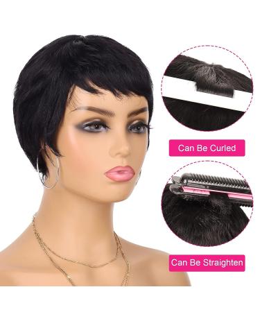 Yargel Pixie Cut Human Hair Wig for Black Women - Glueless Wear and Go Short Layered Wig with Bangs - Daily Wear Machine Made Wig (1B) - Buy Online on GoSupps.com