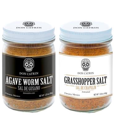 Sal de Gusano and Sal de Chapulin Pack - Worm Salt and Grasshopper Salt Pack Don Catrin Pairs with Mezcal Salts and Oaxacan Seasonings - 1 of Each