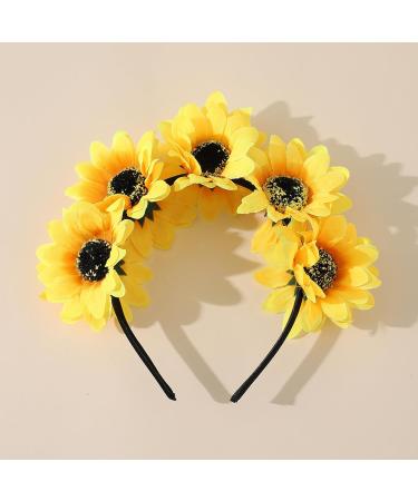 Yellow Headband Flower Wreath Women Girls Beach Wedding Travel Carnival Party Headpiece Headband with Sunflowers Flowers Hair Band Headpiece Flowers Hair Band Sunflowers Headband - Buy Online on GoSupps.com