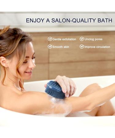 Fastech Silicone Double-Sided Body Brush - Deep Cleaning Gentle Peeling & Massage for All Skin Types | Hygienic Marine Blue Shower Brush - Buy Online on GoSupps.com