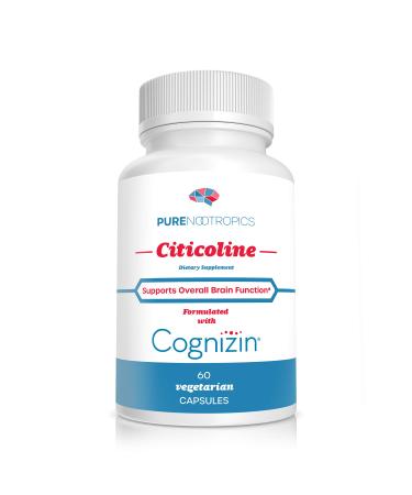 Pure Nootropics - CDP Choline (Citicoline) Capsules 300 mg Capsules | 60 Veg Cap Value Pack | Supports Cognitive Function and Performance, Memory, Attention and Brain Health | Bioavailable Cognizin