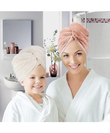 Super Absorbent Microfiber Towel for Women | 66 x 25.4 cm Fast Drying Hair Turban for Long Thick Curly Hair - Brown & White - Buy Online on GoSupps.com