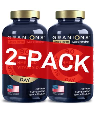 Granions Vitamin D3 HMB Supplements for Men and Women - 1 000 MG Calcium beta-Hydroxy beta-methylbutyrate per Serving - Pre Workout and Recovery Support - 360 HMB Capsules 6-Month Supply 360 Capsules - 6 Month Supply