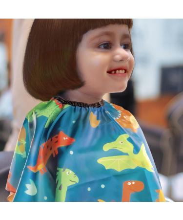 Kids Haircut Cape & Neck Duster Brush Set | Adjustable Blue Dinosaur Barber Cape for Kids - Buy Online on GoSupps.com