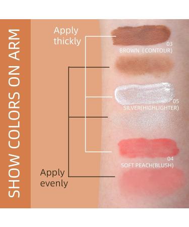 DAGEDA 3Pcs Liquid Blush, Contour, Highlighter Set - Waterproof & Long-Lasting Pearl Blush for Women - Color D - Buy Online on GoSupps.com