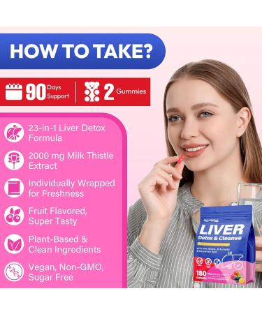 Liver Detox Cleanse & Repair, 2000mg Milk Thistle Liver Detox , Herbal Liver Support Supplement with Beetroot, Dandelion Root, Turmeric, Glutathione for Gut Health, Metabolism, Energy, 180 Gummies 180 Count (Pack of 1) - Buy Online on GoSupps.com