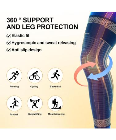 Shop Long Copper Knee Braces for Full Leg Support | Compression Sleeves for ACJ PCL Meniscus Tear & Arthritis - X-Large Size - Buy Online on GoSupps.com
