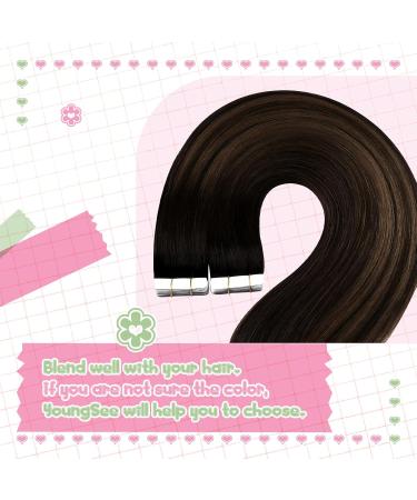 Youngsee Ombre Tape In Hair Extensions - Real Remy Hair 55cm Brown Ombre Seamless Recovery 50g #2/2/6 - Buy Online on GoSupps.com