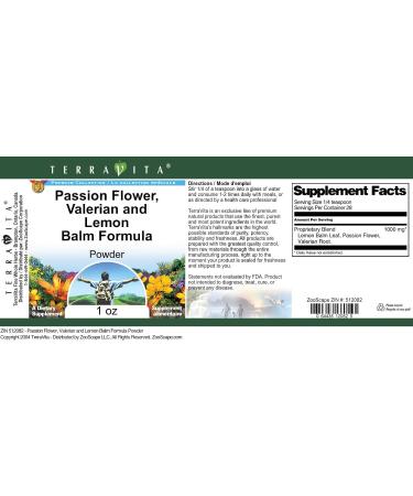 Passion Flower Valerian and Lemon Balm Formula Powder (1 oz ZIN: 512082) - Buy Online on GoSupps.com