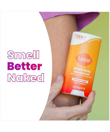 Lume Whole Body Deodorant - Invisible Cream Stick - 72 Hour Odor Control - Aluminum Free Baking Soda Free Skin Safe - 2.2 Ounce (Pack of 2) (Clean Tangerine) Clean Tangerine 2.2 Ounce (Pack of 2) - Buy Online on GoSupps.com