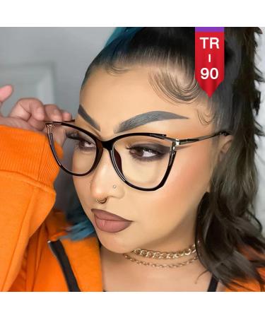 SERONI Tr90 Cateye Blue Light Blocking Glasses | Metal Temples | UV Protection | Stylish Leopard Frames for Men & Women - 57mm - Buy Online on GoSupps.com