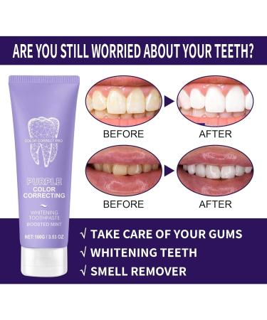Purple Whitening Toothpaste Violet Teeth Whitening Oral Cleaning Toothpastes For Teeth Whitening Color Corrector Serum Included Teeth Whitening Booster (1) - Buy Online on GoSupps.com