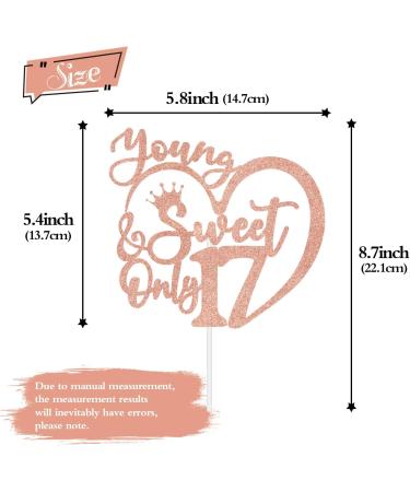 RLXPT Happy 17th Birthday Cake Topper Young Sweet & Only 17 Cake Decorations Dancing Queen 17 17th Birthday Party Decorations Rose Gold Glitter - Buy Online on GoSupps.com