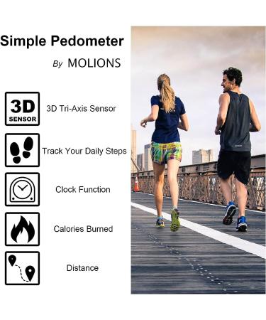 MOLIONS 3D Pedometer for Walking  Multi-Function Step Tracker with Belt Clip  Accurate Step Counter with Large Display for Men Women Kids and Elder - Blue - Buy Online on GoSupps.com