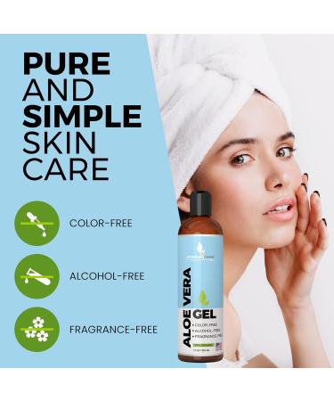 Organic Aloe Vera Gel 12oz - Pure Sunburn Relief & After Sun Care for Face & Hair - Made in USA - Buy Online on GoSupps.com