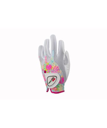 BIRDIE TOWN JUPITER Womens Golf Glove - Breathable Synthetic Leather - One Size Fits Most Tropical Worn on Left Hand (Right Handed Golfer)