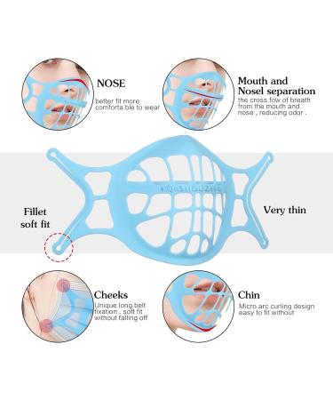 3D Mask Bracket Silicone 3D Breath Support For Face Covering Reusable Face Bracket Inner Support Frame For More Breathing Space Cool Breathe Cup For Nose Breathing Smoothly Blue - Buy Online on GoSupps.com
