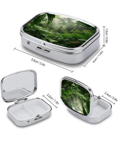 Buy Tropical Rainforest Print Pill Box | 2 Compartment Decorative Metal Pill Organizer for Travel - Portable & Stylish - Buy Online on GoSupps.com
