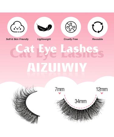 AIZUIWIY False Eyelashes Cat Eye Lashes Wispy Fluffy Fox Eye Lashes Natural Strip Lashes Spiky Fake Eyelashes Faux Mink Lashes 3D 7 pairs M04-FLUFFY FOX - Buy Online on GoSupps.com