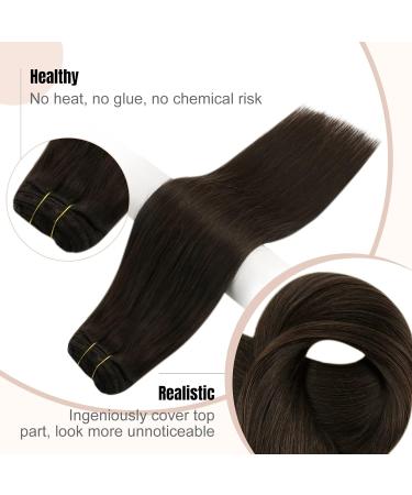 FSHINE Real Hair Extensions Clip - 45cm Darkest Brown 120g Remy Clip-In Hair Extensions Double Tressen 7 Pieces #2 - Buy Online on GoSupps.com