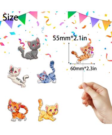Cute Cartoon Cat Theme Happy Birthday Cupcake Toppers 18-PC Set - It's suitable for a pet birthday party a cat theme birthday party for boys and girls or a baby shower party decoration - SugarGera - Buy Online on GoSupps.com