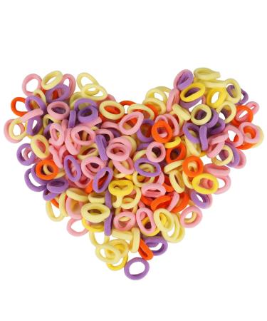 FiHodone 200 pieces small hair tie girl 2cm braid rubber soft baby hair tie hair rubber band mini colored hair band hair jewelry for girls children (yellow+pink) - Buy Online on GoSupps.com