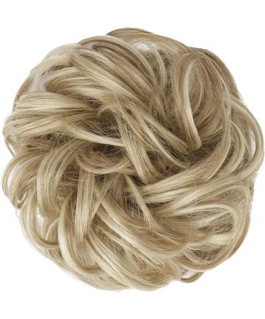 Fine Hair Part with Rubber Band - Dutt Hair Tie & Ponytail Extensions for Women & Girls - Light Ash Brown & Bleaching Blonde 38g - Curly Hair Accessories - Buy Online on GoSupps.com