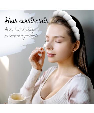 GRWN Skincare Chunky Puffy Cloud Foam Makeup Spa Headband & Wristband Set - Pink Blue White 3-Pack for Women - Buy Online on GoSupps.com