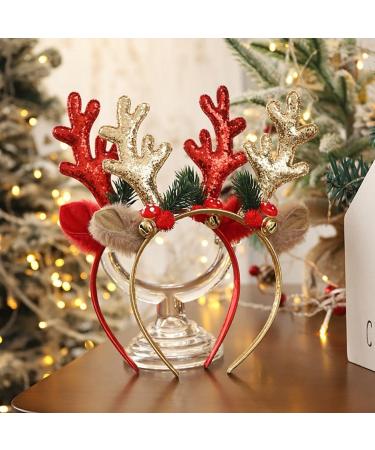 Unicra Christmas Headband Elk Deer Antlers Headband Animal Horns Headwear Hair Piece Halloween Hair Accessories for Christmas Red - Buy Online on GoSupps.com