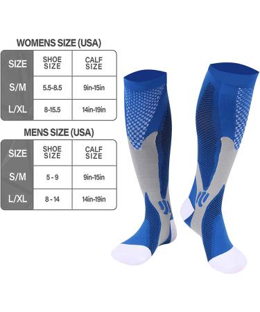 Best Compression Stockings for Men & Women - 20-30 mmHg Support Socks (2 Pairs) - Knee-High Travel Sports & Running - S/M Deep Black - Buy Online on GoSupps.com