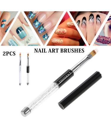 LWBTOSEE 2pcs Ombre Nail Brush Set - Rhinestone Handle Gradient Painting UV Gel Pen for Manicure Art - Black & White - Buy Online on GoSupps.com