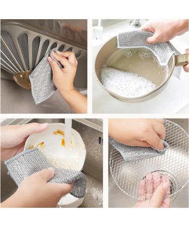 Probablei Multipurpose Wire Miracle Cleaning Cloths Double Stainless Steel Scrubber Cloth Non-Scratch Wire Dishcloth Multipurpose Wire Dishwashing Rags for Wet and Dry (10pc) - Buy Online on GoSupps.com
