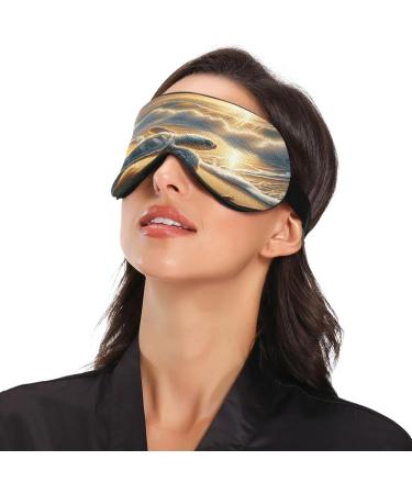 Pastel Turtle Beach Sunset Sleep Mask | Light Blocking Eye Mask for Men & Women | Adjustable Soft Blindfold for Travel & Naps - Buy Online on GoSupps.com