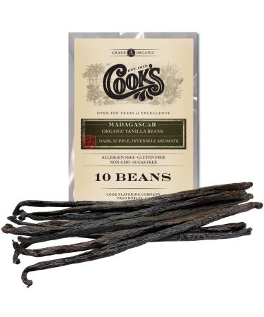 Cook's, Organic Madagascar Vanilla Beans, 10 Gourmet Grade A Whole Bean Pods for Baking, Desserts, and Making Vanilla Extract 10 Beans - Buy Online on GoSupps.com