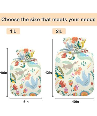 Naanle 1L Flower Birds Transparent Hot Water Bottle - Heat & Cold Therapy for Pain Relief Bed & Hand Warmers - Buy Online on GoSupps.com