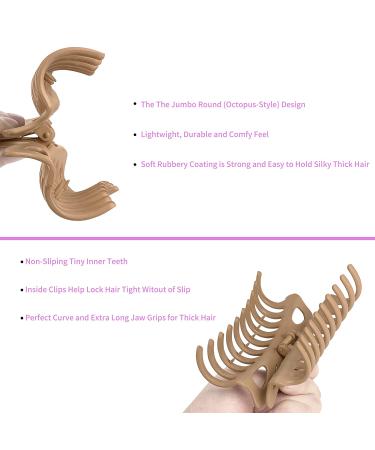 Jumbo Hair Clips for Women - Extra Large 4.7 Inch Claw Clips for Thick Hair - Fashion Hair Accessories in Neutral/Brown - Pack of 4 - Buy Online on GoSupps.com