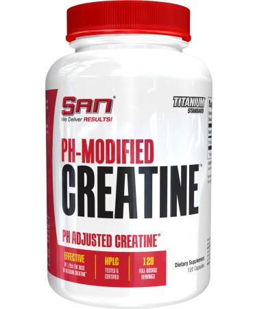 SAN Nutrition PH Modified Creatine - Buffered Creatine Formula for Enhanced Muscle Strength and Performance 120 Servings